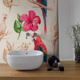 Red and Tan Bird Animal Peel and Stick Removable Wallpaper 2321