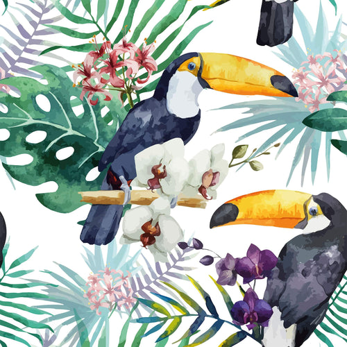 White and Purple Bird Animal Peel and Stick Removable Wallpaper 2631