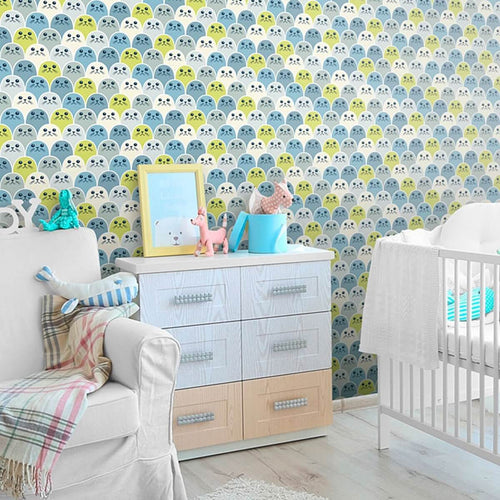 Teal Animals Baby Peel and Stick Removable Wallpaper 6486