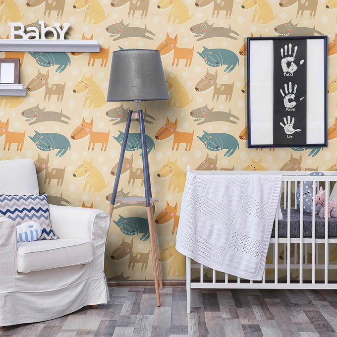 Brown and Tan Animals Baby Peel and Stick Removable Wallpaper 4100