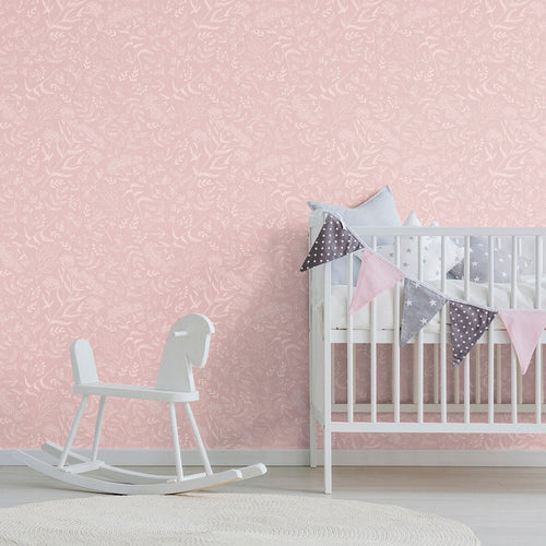 Pink Floral Baby Peel and Stick Removable Wallpaper 2964