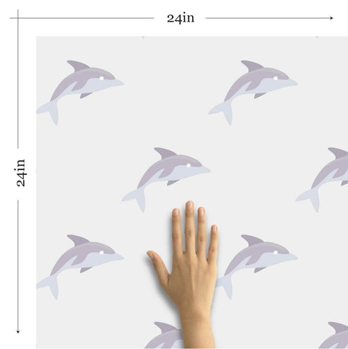 Silver and Gray Animals Baby Peel and Stick Removable Wallpaper 1552