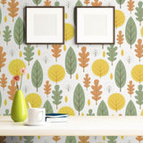 White and Green Forest Baby Peel and Stick Removable Wallpaper 8496