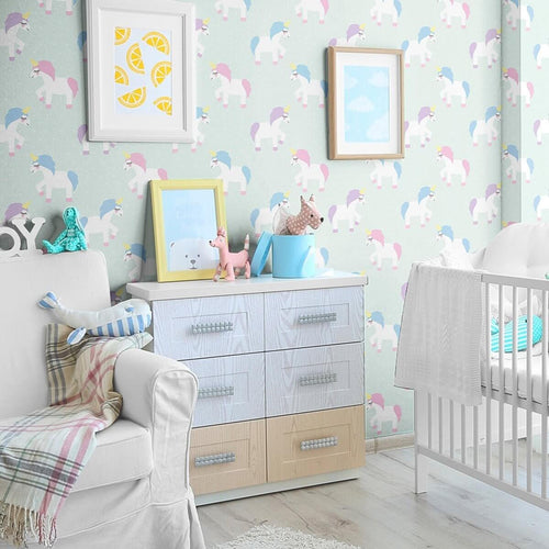 Neon Blue and Purple Fantasy Baby Peel and Stick Removable Wallpaper 1454