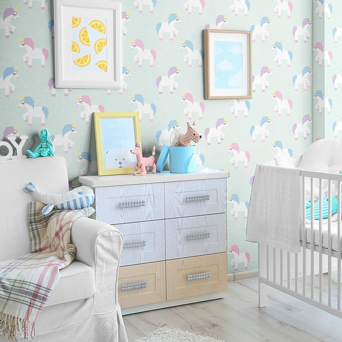 Neon Blue and Purple Fantasy Baby Peel and Stick Removable Wallpaper 1454