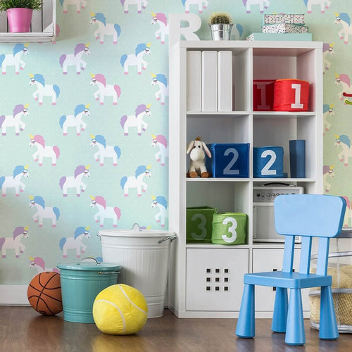 Neon Blue and Purple Fantasy Baby Peel and Stick Removable Wallpaper 1454