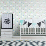 Neon Blue and Purple Fantasy Baby Peel and Stick Removable Wallpaper 1454