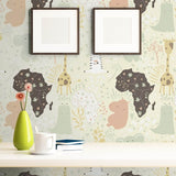Pink and Green Animals Baby Peel and Stick Removable Wallpaper 2061