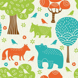 Brown and Green Animals Baby Peel and Stick Removable Wallpaper 1283