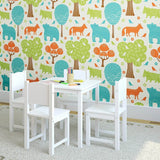 Brown and Green Animals Baby Peel and Stick Removable Wallpaper 1283