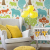 Brown and Green Animals Baby Peel and Stick Removable Wallpaper 1283