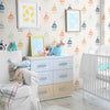 White and Orange Boats Baby Peel and Stick Removable Wallpaper 6023