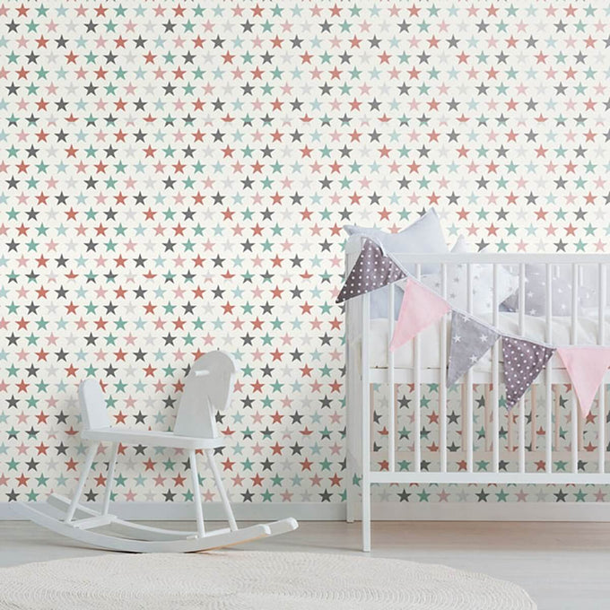 Pink and Green Geometric Baby Peel and Stick Removable Wallpaper 9455