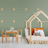 Green and Brown Forest Baby Peel and Stick Removable Wallpaper 8984