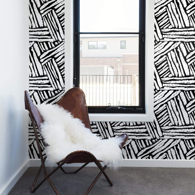 Black and White Textured Basic Peel and Stick Removable Wallpaper 6147