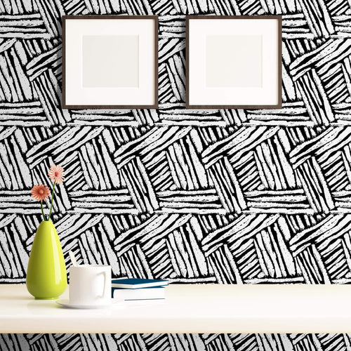Black and White Textured Basic Peel and Stick Removable Wallpaper 6147