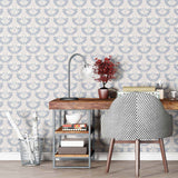 Blue Floral Peel and Stick Removable Wallpaper 8416