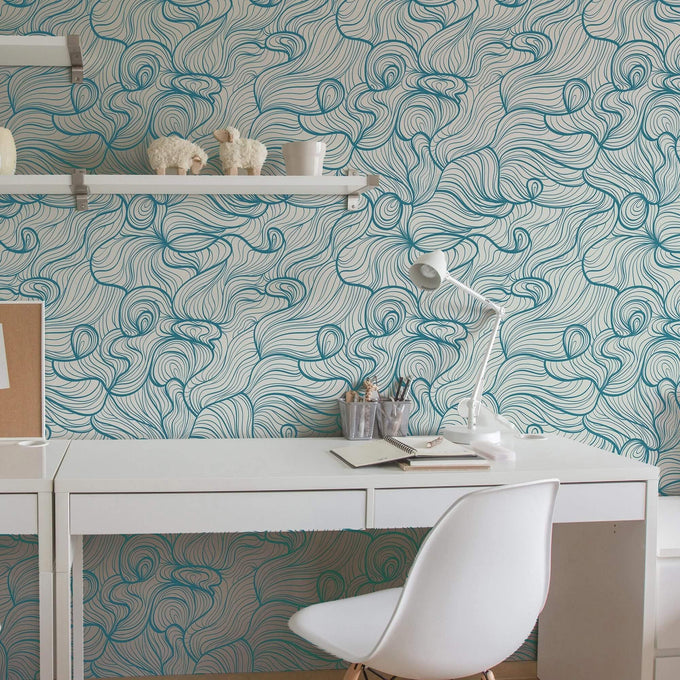Blue Textured Basic Peel and Stick Removable Wallpaper 5559