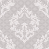 Grey Damask Peel and Stick Removable Wallpaper 1864