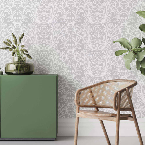 Grey Flowers Peel and Stick Removable Wallpaper 2128