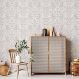 Grey Flowers Peel and Stick Removable Wallpaper 2128