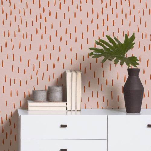 Coral Rusty Rain Drops Basic Peel and Stick Removable Wallpaper 23_b