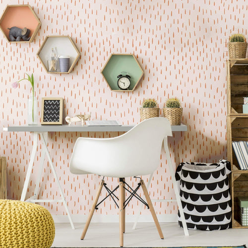 Coral Rusty Rain Drops Basic Peel and Stick Removable Wallpaper 23_b