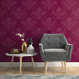 Purple Damask Basic Peel and Stick Removable Wallpaper 0186