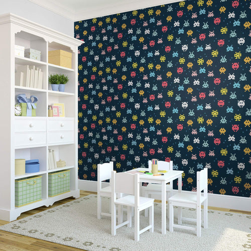 Blue and Yellow Space Children Peel and Stick Removable Wallpaper 5295