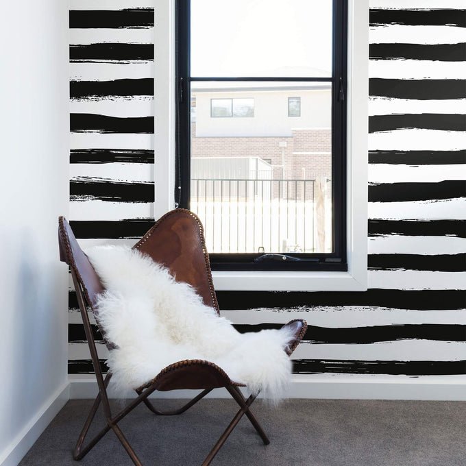 Black and White Horizontal Peel and Stick Removable Wallpaper 0812