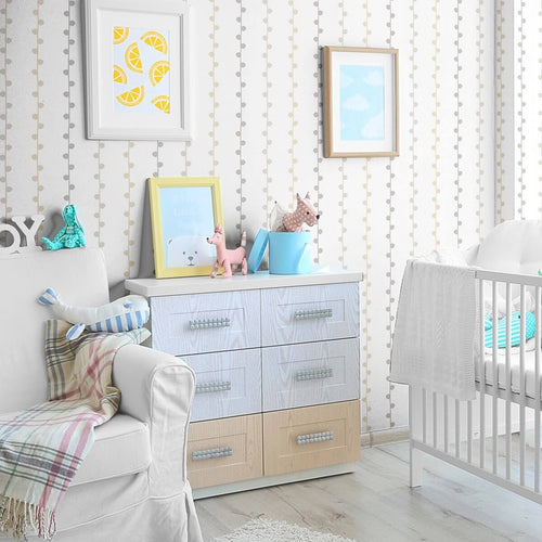 Beige and White Stripe Baby Peel and Stick Removable Wallpaper 7355