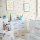 Aqua Blue Clouds Baby Peel and Stick Removable Wallpaper 3249
