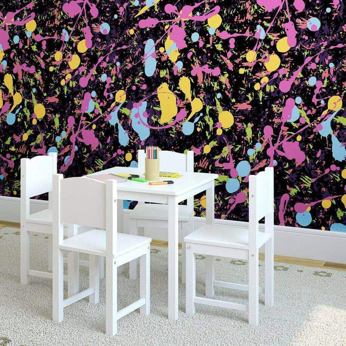 Yellow and Green Abstract Children Peel and Stick Removable Wallpaper 6012