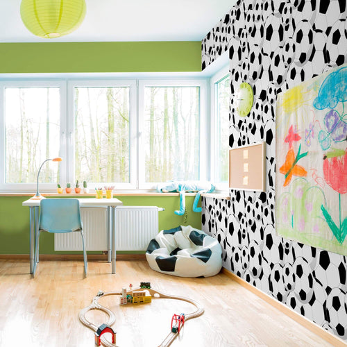 White and Black Sports Children Peel and Stick Removable Wallpaper 1861