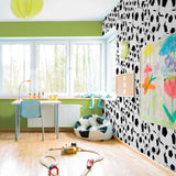 White and Black Sports Children Peel and Stick Removable Wallpaper 1861