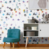 White Abstract Children Peel and Stick Removable Wallpaper 7012