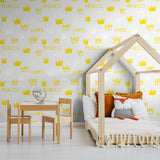 White and Gold Royalty Children Peel and Stick Removable Wallpaper 9328