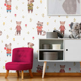 Green and Red Animals Children Peel and Stick Removable Wallpaper 0340