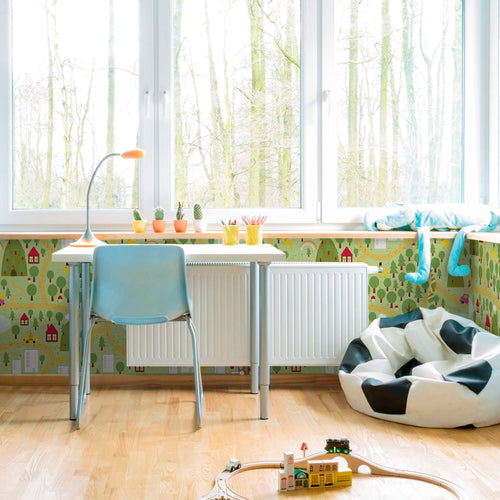 Green Map Children Peel and Stick Removable Wallpaper 3489