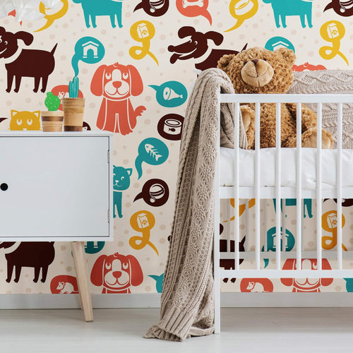 Orange and Brown Animals Children Peel and Stick Removable Wallpaper 4028