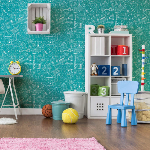 Blue Graph Children Peel and Stick Removable Wallpaper 2767