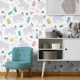 Grey Kids Children Peel and Stick Removable Wallpaper 0054