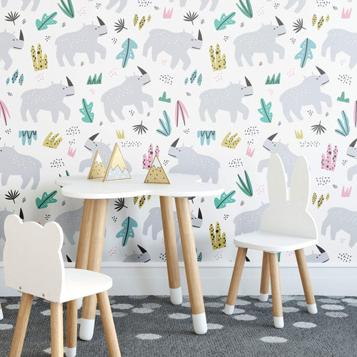 Grey Kids Children Peel and Stick Removable Wallpaper 0054