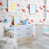 White Vintage Children Peel and Stick Removable Wallpaper 0482