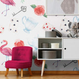 White Vintage Children Peel and Stick Removable Wallpaper 0482