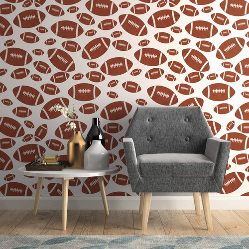 White and Brown Sports Children Peel and Stick Removable Wallpaper 4982