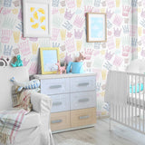 White Royalty Children Peel and Stick Removable Wallpaper 0464