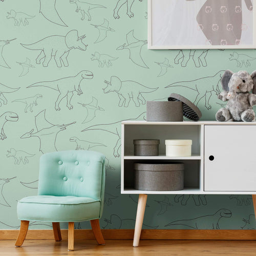 Green Animals Children Peel and Stick Removable Wallpaper 9336