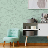 Green Animals Children Peel and Stick Removable Wallpaper 9336