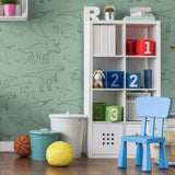 Green Animals Children Peel and Stick Removable Wallpaper 9336